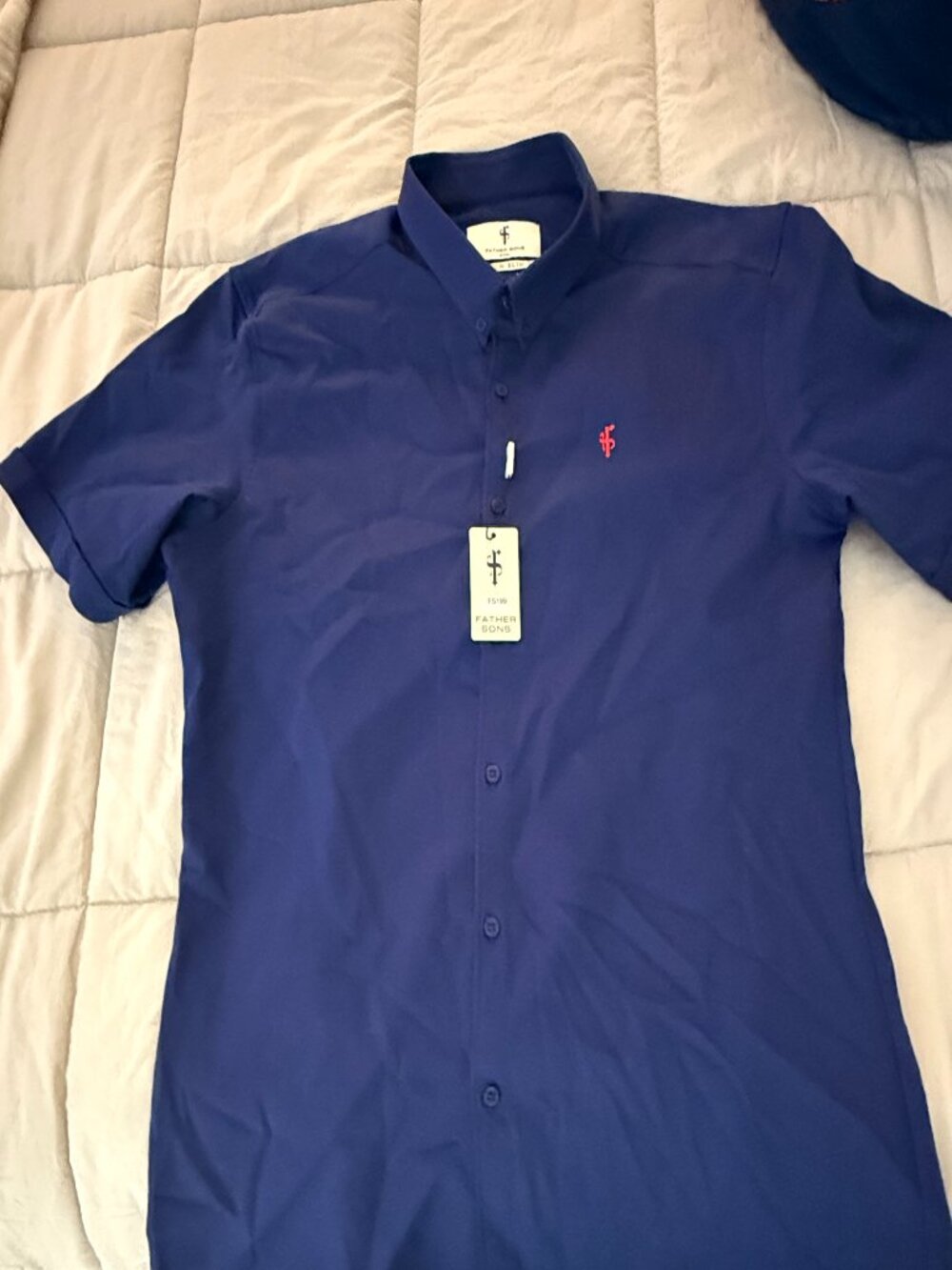 Father Sons Mens XXXL 3XL Stretch Slim Fit Navy Blue Button Shirt NWT